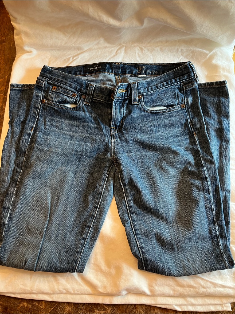 J. Crew Toothpick jeans in medium wash, size 27 ankle